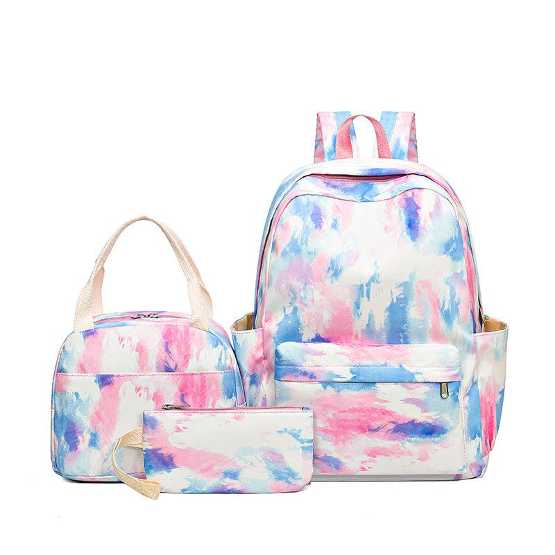 3pcs Tie Dye Women's Backpack Set for Casual Travel