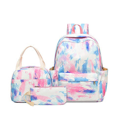 3pcs Tie Dye Women's Backpack Set for Casual Travel