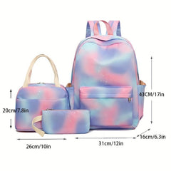 3pcs Tie Dye Women's Backpack Set for Casual Travel