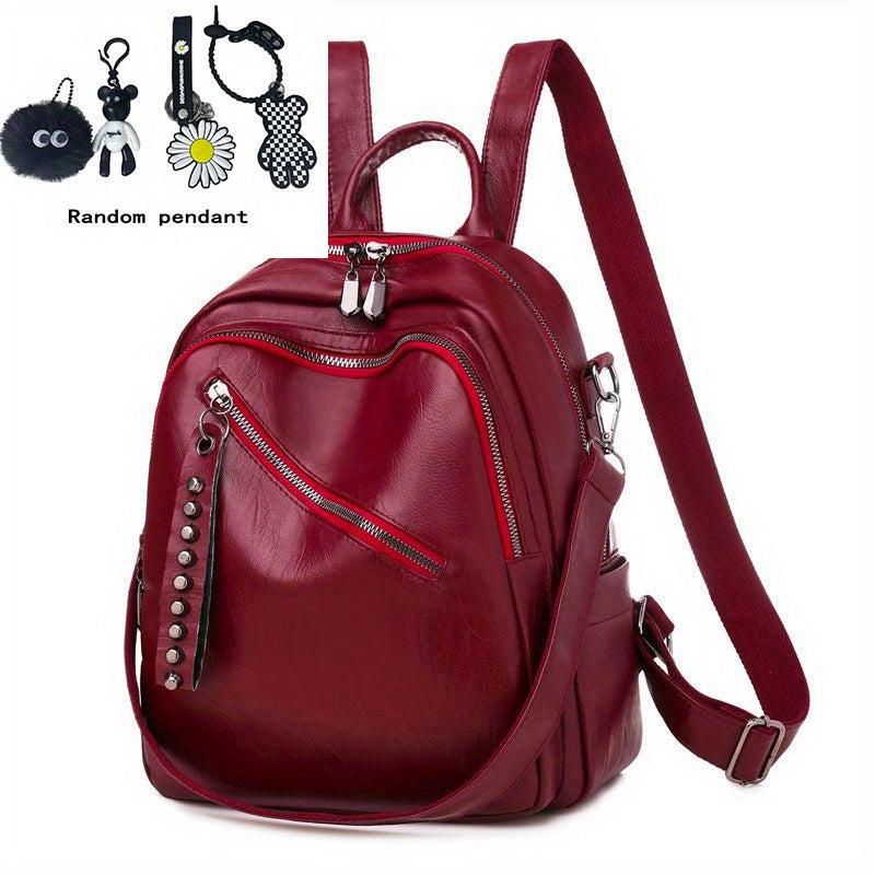 Retro Waterproof PU Leather Backpack Women's School Bag
