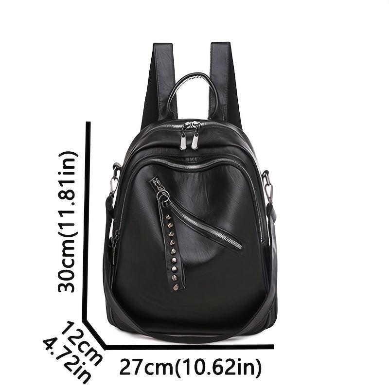 Retro Waterproof PU Leather Backpack Women's School Bag