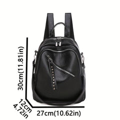 Retro Waterproof PU Leather Backpack Women's School Bag