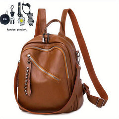 Retro Waterproof PU Leather Backpack Women's School Bag