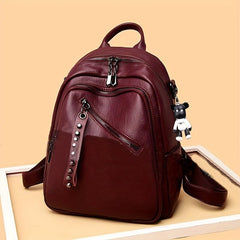 Retro Waterproof PU Leather Backpack Women's School Bag
