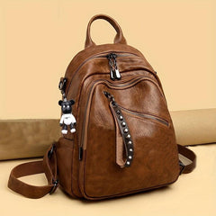 Retro Waterproof PU Leather Backpack Women's School Bag