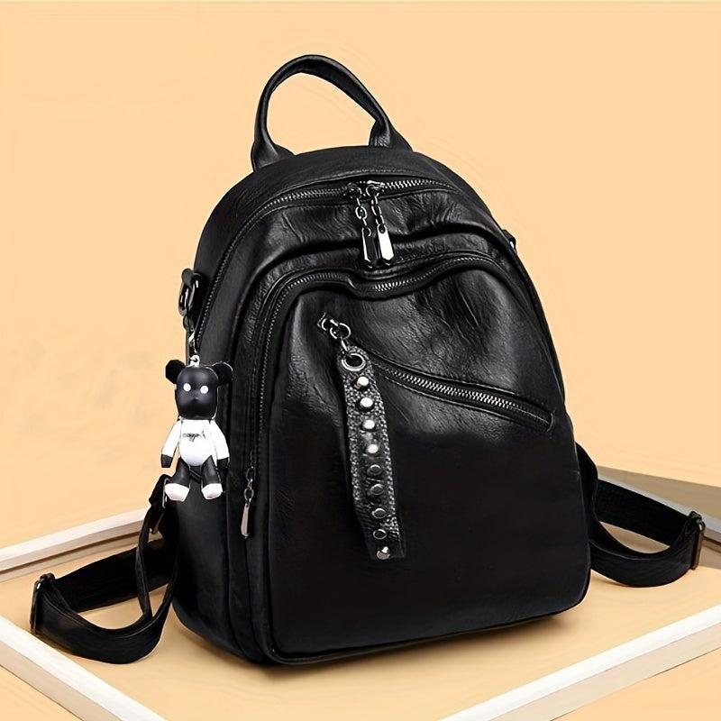 Retro Waterproof PU Leather Backpack Women's School Bag