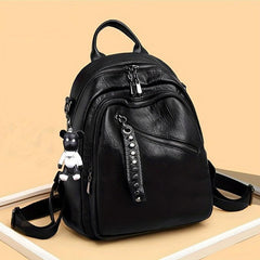 Retro Waterproof PU Leather Backpack Women's School Bag
