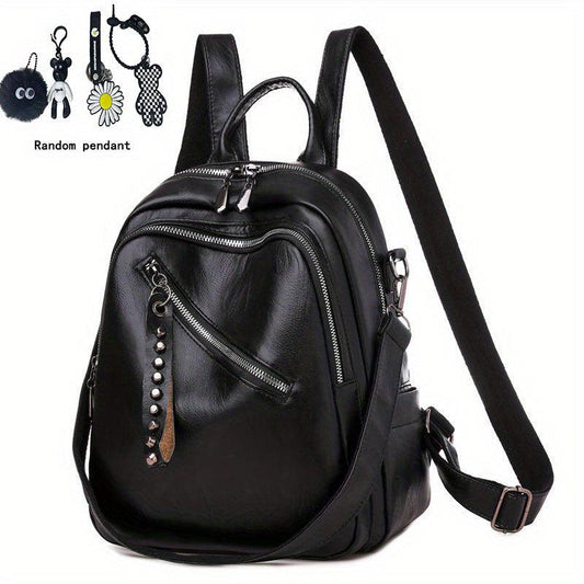 Retro Waterproof PU Leather Backpack Women's School Bag