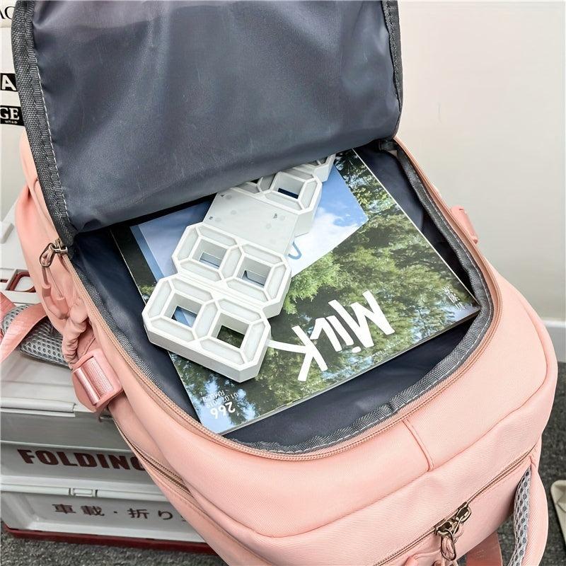 Large Capacity Preppy Backpack Lightweight School Daypack