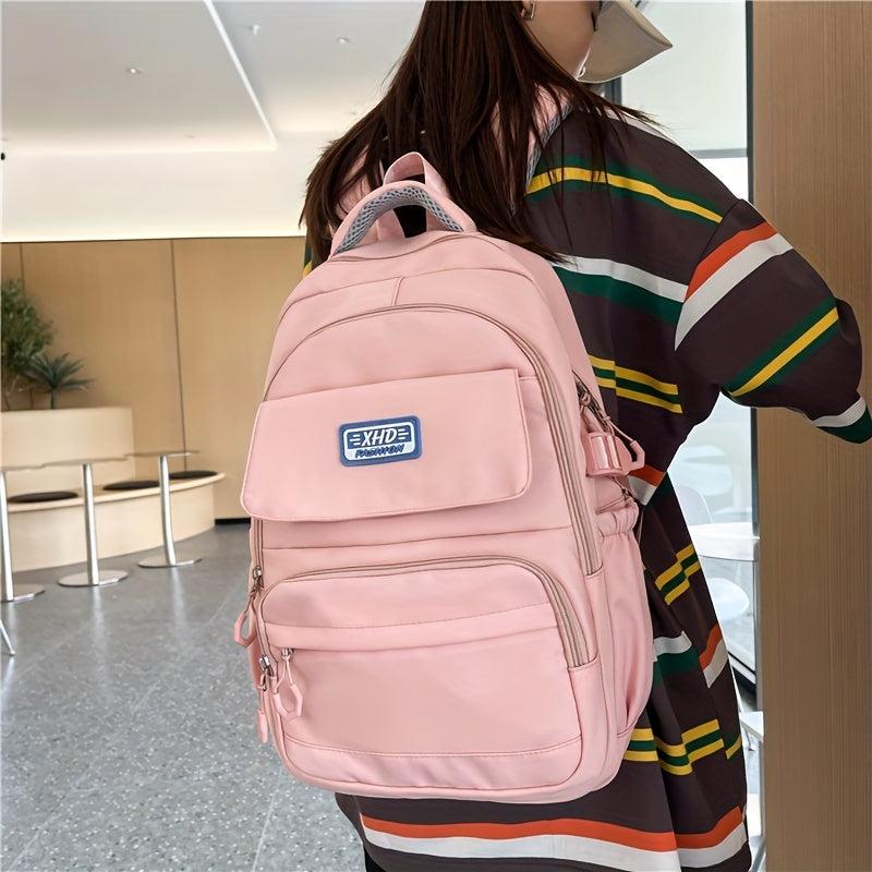 Large Capacity Preppy Backpack Lightweight School Daypack