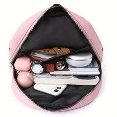 Pink Quilted Backpack Purse Casual Travel Bag Women's Daypack