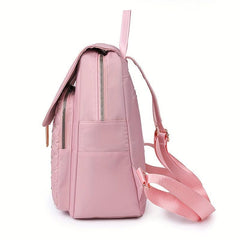 Pink Quilted Backpack Purse Casual Travel Bag Women's Daypack