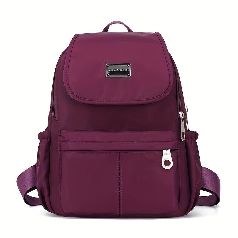 Casual Solid Zipper Backpack Lightweight Travel Storage Bag