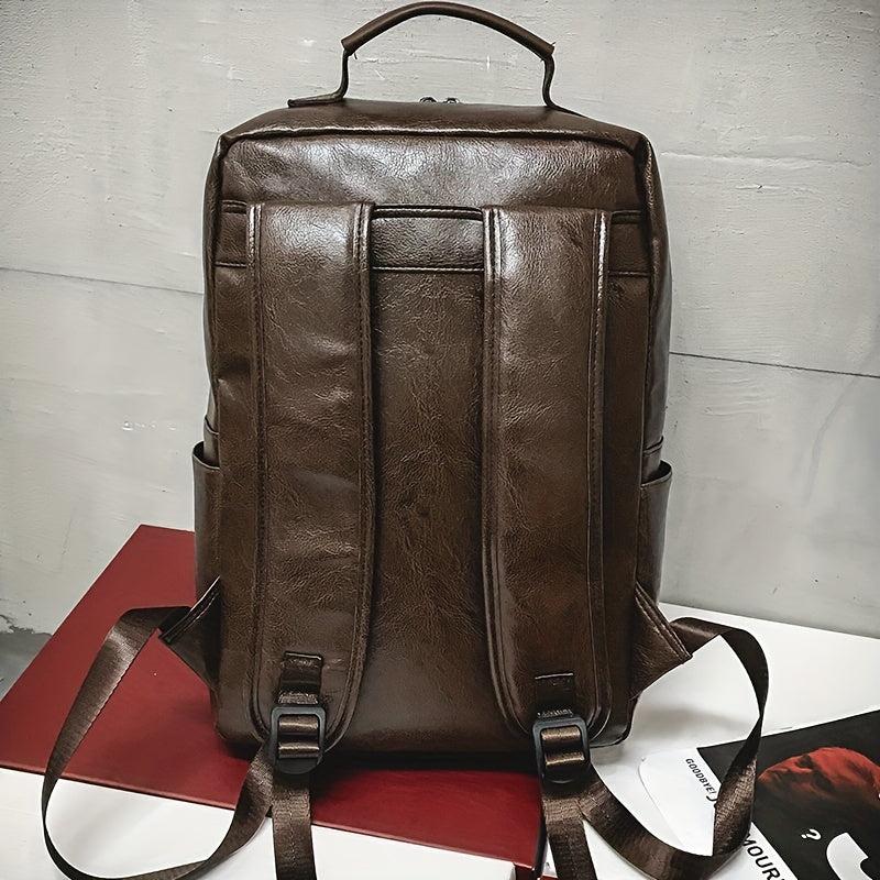 Vintage Business Backpack PU Leather Laptop School Bag