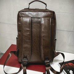 Vintage Business Backpack PU Leather Laptop School Bag