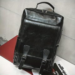 Vintage Business Backpack PU Leather Laptop School Bag