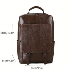Vintage Business Backpack PU Leather Laptop School Bag