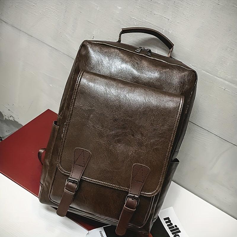 Vintage Business Backpack PU Leather Laptop School Bag