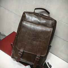 Vintage Business Backpack PU Leather Laptop School Bag