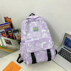 Colorful Butterfly Pattern Laptop Backpack Waterproof Travel Rucksack