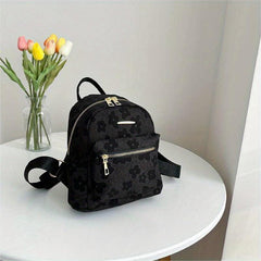 Floral Jacquard Backpack Canvas Daypack Purse Women's Travel Schoolbag