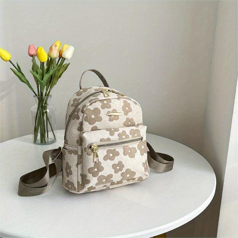 Floral Jacquard Backpack Canvas Daypack Purse Women's Travel Schoolbag