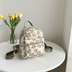 Floral Jacquard Backpack Canvas Daypack Purse Women's Travel Schoolbag