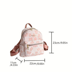 Floral Jacquard Backpack Canvas Daypack Purse Women's Travel Schoolbag