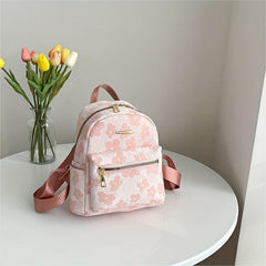 Floral Jacquard Backpack Canvas Daypack Purse Women's Travel Schoolbag