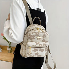 Floral Jacquard Backpack Canvas Daypack Purse Women's Travel Schoolbag