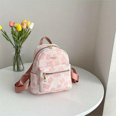 Floral Jacquard Backpack Canvas Daypack Purse Women's Travel Schoolbag