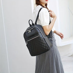 Casual Solid Backpack Argyle Pattern Quilted Travel Daypack Minimalist Bag