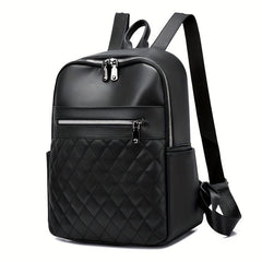 Casual Solid Backpack Argyle Pattern Quilted Travel Daypack Minimalist Bag