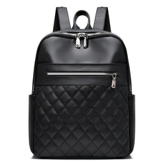 Casual Solid Backpack Argyle Pattern Quilted Travel Daypack Minimalist Bag