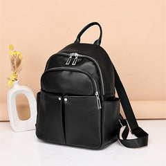 Women's Solid Faux Leather Backpack Travel Bag