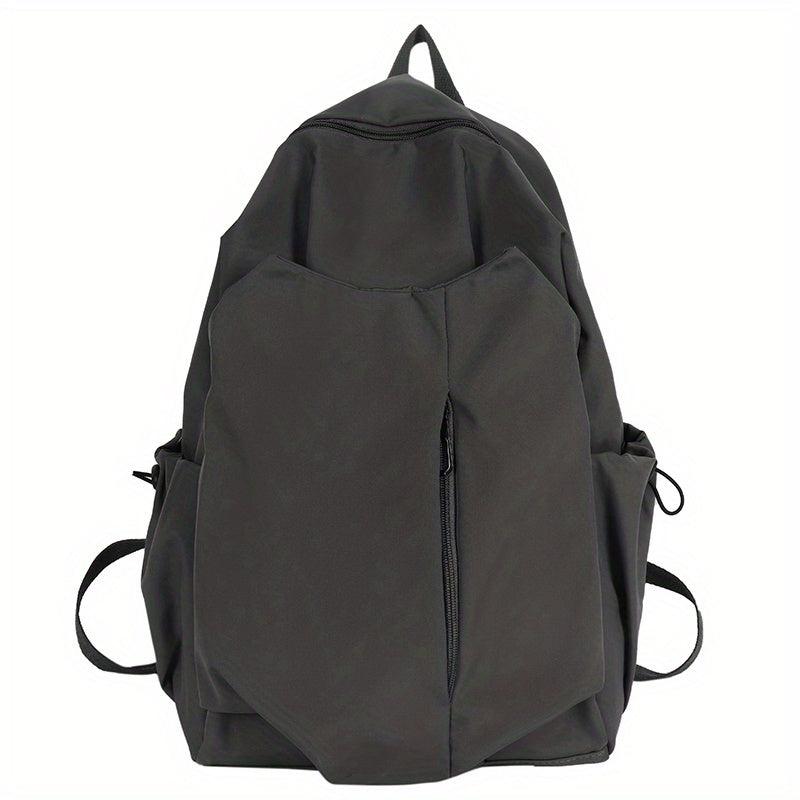 Large Capacity Preppy School Bag Solid Zipper Backpack Casual Nylon Travel