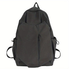 Large Capacity Preppy School Bag Solid Zipper Backpack Casual Nylon Travel