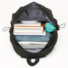 Large Capacity Preppy School Bag Solid Zipper Backpack Casual Nylon Travel
