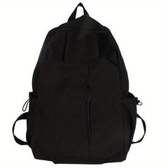 Large Capacity Preppy School Bag Solid Zipper Backpack Casual Nylon Travel