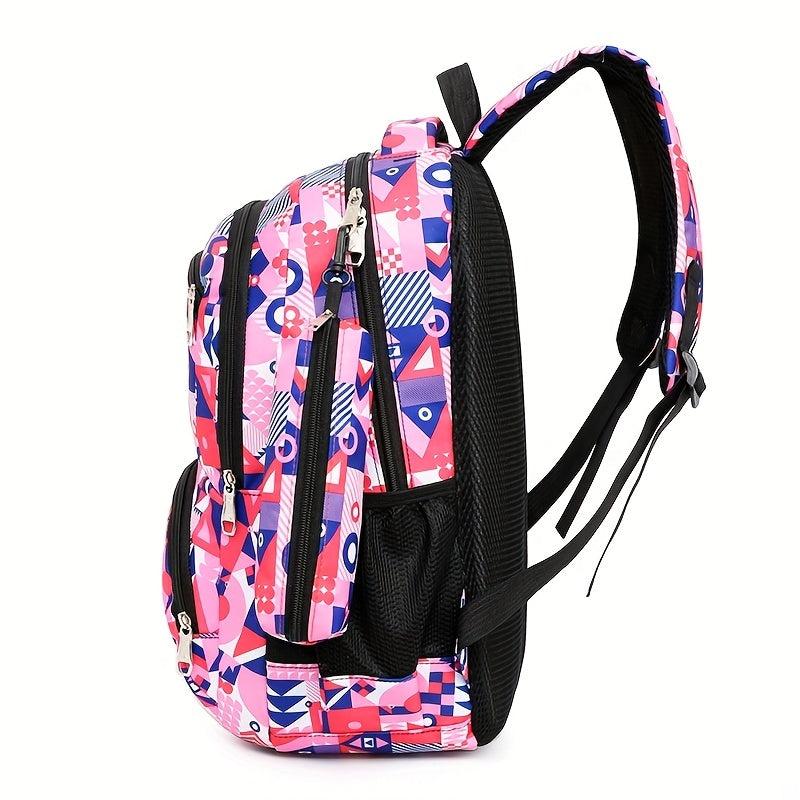 Geometric Print Backpack Set Large Capacity School Bag Travel Daypack