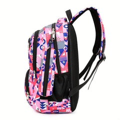 Geometric Print Backpack Set Large Capacity School Bag Travel Daypack
