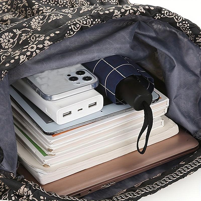 Foldable Nylon Drawstring Backpack Women's Casual Travel Bag