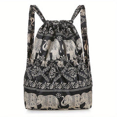Foldable Nylon Drawstring Backpack Women's Casual Travel Bag