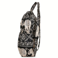 Foldable Nylon Drawstring Backpack Women's Casual Travel Bag