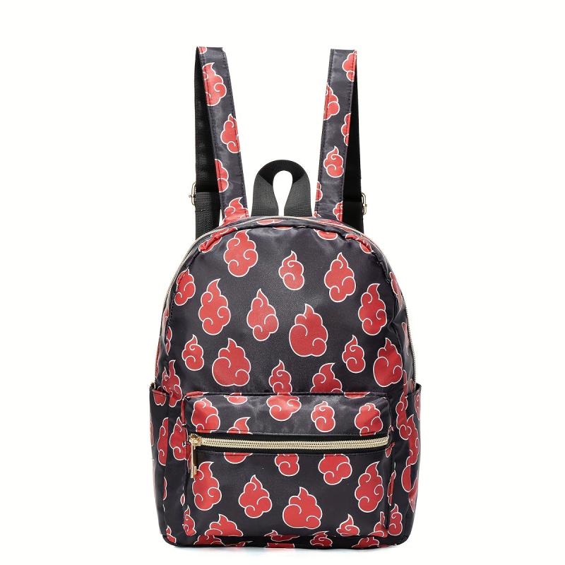 Red Cloud Print Backpack Small Travel Daypack Casual Bookbag