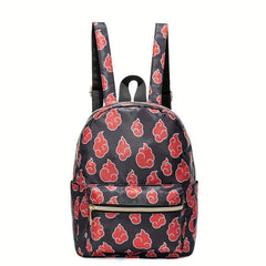 Red Cloud Print Backpack Small Travel Daypack Casual Bookbag