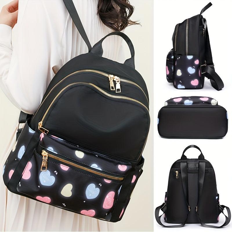 Heart Pattern Backpack Preppy Back To School Bag