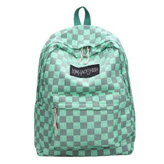Checkerboard Pattern Laptop Backpack Nylon Travel Schoolbag Preppy Style