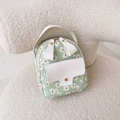 Daisy Print Mini Backpack Faux Leather Zipper Shoulder Bag