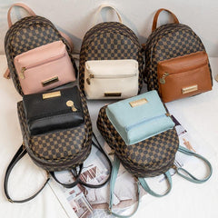 Geo Pattern Small Backpack Women's Faux Leather Backpack